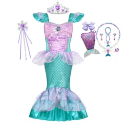 Girl Mermaid Princess Costume Kid Fancy Ariel Party Carnival Birthday Gift Summer Dress Shiny Sequin Mermaid Dress 2-10T