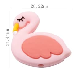 Cute-Idea 10PCs Silicone Mini Flamingo Beads Teething Chewable Pacifier Chain Handmade Accessories DIY Teether Baby Product