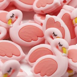 Cute-Idea 10PCs Silicone Mini Flamingo Beads Teething Chewable Pacifier Chain Handmade Accessories DIY Teether Baby Product