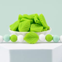 LOFCA 10PCS Leaf Baby Teething Silicone Beads Leaves DIY Food Grade Silicone Toy BPA Free Chew Nurse Gift Teethers Accessories