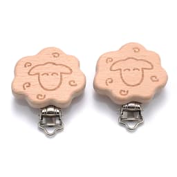 5Pcs/Lot New Arrival Lovely Wooden Pacifier Clip Natural Beech Wood Accessories for Baby Handmade Dummy Clips Pacifier Chain