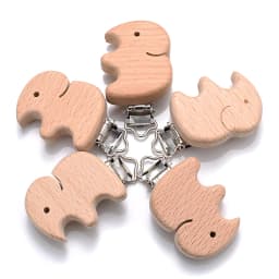 5Pcs/Lot New Arrival Lovely Wooden Pacifier Clip Natural Beech Wood Accessories for Baby Handmade Dummy Clips Pacifier Chain