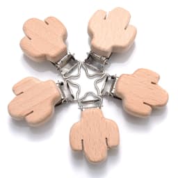 5Pcs/Lot New Arrival Lovely Wooden Pacifier Clip Natural Beech Wood Accessories for Baby Handmade Dummy Clips Pacifier Chain