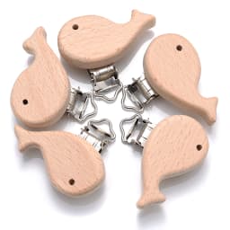 5Pcs/Lot New Arrival Lovely Wooden Pacifier Clip Natural Beech Wood Accessories for Baby Handmade Dummy Clips Pacifier Chain