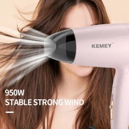 Kemei Portable Handle Compact Hair Dryer Foldable Low Noise Blower Dryer Hot Wind Long Life for Outdoor Travel 950W Student Use