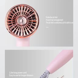 Kemei Portable Handle Compact Hair Dryer Foldable Low Noise Blower Dryer Hot Wind Long Life for Outdoor Travel 950W Student Use