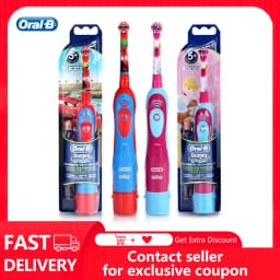 Oral-B Kid's Electric Toothbrush Battery Powered Rotation Tooth Brush Oral Dental Clean with 2 Minutes Timer For Children Age 3+