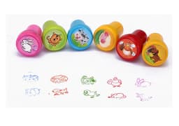 10Pcs/Set Children Stamps Toy Cartoon Animals Dinosaur Fruits Pattern Seal for Kids DIY Painting Toys
