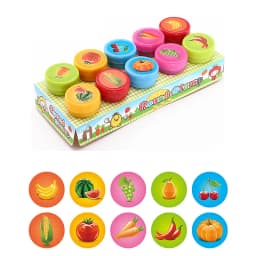 10Pcs/Set Children Stamps Toy Cartoon Animals Dinosaur Fruits Pattern Seal for Kids DIY Painting Toys