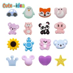 Cute-idea 10pcs/lot Silicone Teether Beads Food Grade Animal Chewable Beads DIY Pacifier Chain Toys Accessories Baby Product