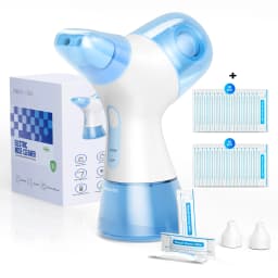 Electric Nasal Rinse Irrigation Self-Cleaning with Auto Waste Collection, 30 Salt Packets for Sinus Discomfort Relief