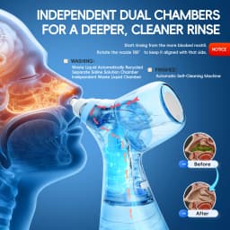 Electric Nasal Rinse Irrigation Self-Cleaning with Auto Waste Collection, 30 Salt Packets for Sinus Discomfort Relief