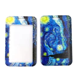 Art Van gogh Oil Painting Starry Sky ID Retractable Badge Holder Reel ID Badge Holder Clip Key Ring ID Card Keychain Nurse Work