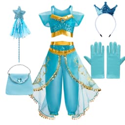 Girls Dress Up Set Kids Mermaid Cosplay Costume Arabian Princess Fancy Clothes Accessories Book Week Halloween Party Outfit