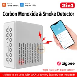 Tuya 2 In 1 ZigBee Version Smoke Fire Sound Alarm Sensor, Smart CO & Smoke Detector, Gas Detector Need Gateway