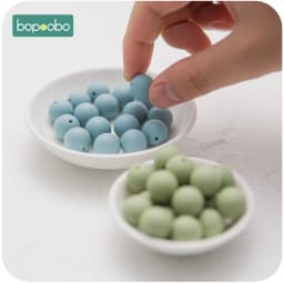 Bopoobo 12/15/20mm 10pc Silicone Beads Food Grade Baby Teething Beads DIY Nursing Bracelet Silicone Tiny Rod DIY Baby Teether