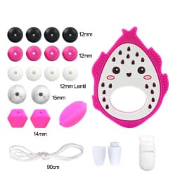 LOFCA Silicone Teether Wood Beads Set BPA Free DIY Baby Teething Necklace Toy Cartoon Koala Raccoon Pacifier Chain Clip