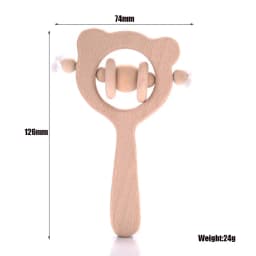 1Pcs Animal Shape Baby Wood Teether Rabbit Owl Beech Wooden Ring Teether Nursing Pendant Baby Rattles Chew Toys