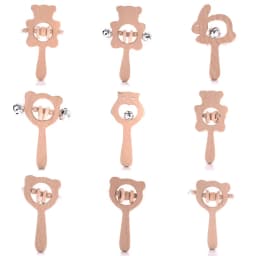 1Pcs Animal Shape Baby Wood Teether Rabbit Owl Beech Wooden Ring Teether Nursing Pendant Baby Rattles Chew Toys