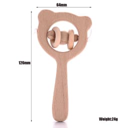 1Pcs Animal Shape Baby Wood Teether Rabbit Owl Beech Wooden Ring Teether Nursing Pendant Baby Rattles Chew Toys