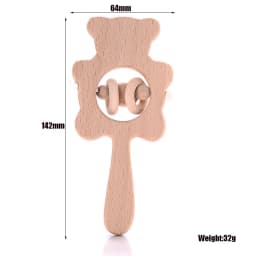 1Pcs Animal Shape Baby Wood Teether Rabbit Owl Beech Wooden Ring Teether Nursing Pendant Baby Rattles Chew Toys