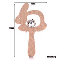 1Pcs Animal Shape Baby Wood Teether Rabbit Owl Beech Wooden Ring Teether Nursing Pendant Baby Rattles Chew Toys
