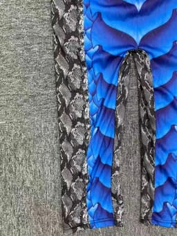 Kids Dragon Cosplay Outfit Set, Snake Print Jumpsuit with Blue Dragon Wings & Matching Mask