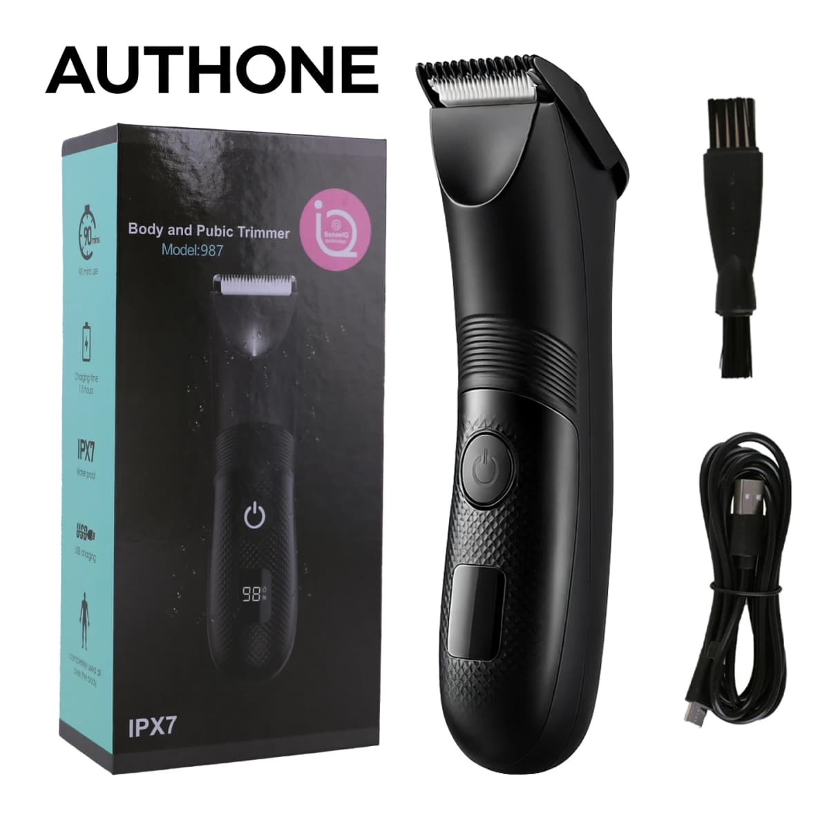 Electric Trimmer for Men's Groin Hair: Versatile Body Groomer and Waterproof Pubic Hair Trimmer with Replaceable Ceramic Blade