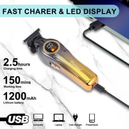 Hatteker Professional Carving Thinning Shears Men Digital Display Electric Hair Clipper Salon Pompadour Haircut Electric Trimmer