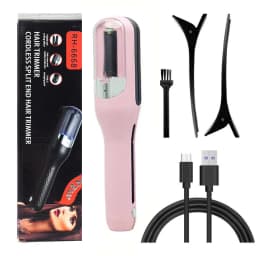 Lightweight Detachable Split End Trimmer, Cordless USB Recharge Portable Device for Family Hair Care