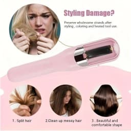 Lightweight Detachable Split End Trimmer, Cordless USB Recharge Portable Device for Family Hair Care