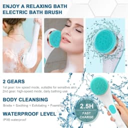 Electric Body Scrubber Shower Brush 4 Interchangeable Heads Rechargeable Bath Brush IPX6 Waterproof Body Massager Deep Cleaning