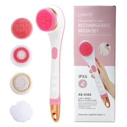 Electric Body Scrubber Shower Brush 4 Interchangeable Heads Rechargeable Bath Brush IPX6 Waterproof Body Massager Deep Cleaning