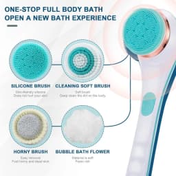 Electric Body Scrubber Shower Brush 4 Interchangeable Heads Rechargeable Bath Brush IPX6 Waterproof Body Massager Deep Cleaning