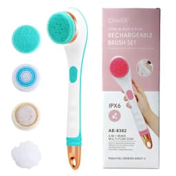 Electric Body Scrubber Shower Brush 4 Interchangeable Heads Rechargeable Bath Brush IPX6 Waterproof Body Massager Deep Cleaning