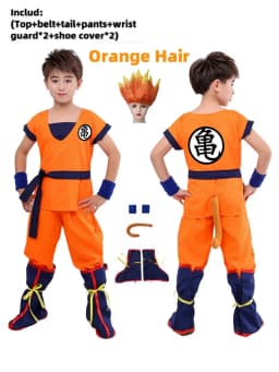 2026 Halloween Son Goku Cosplay Costume for Kids Boys Girls Bodysuit Outfit Adult Men Saiyan Training Clothes Krillin Wig Dress