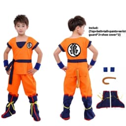 2026 Halloween Son Goku Cosplay Costume for Kids Boys Girls Bodysuit Outfit Adult Men Saiyan Training Clothes Krillin Wig Dress