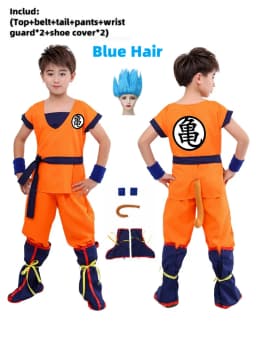 2026 Halloween Son Goku Cosplay Costume for Kids Boys Girls Bodysuit Outfit Adult Men Saiyan Training Clothes Krillin Wig Dress