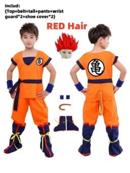 2026 Halloween Son Goku Cosplay Costume for Kids Boys Girls Bodysuit Outfit Adult Men Saiyan Training Clothes Krillin Wig Dress