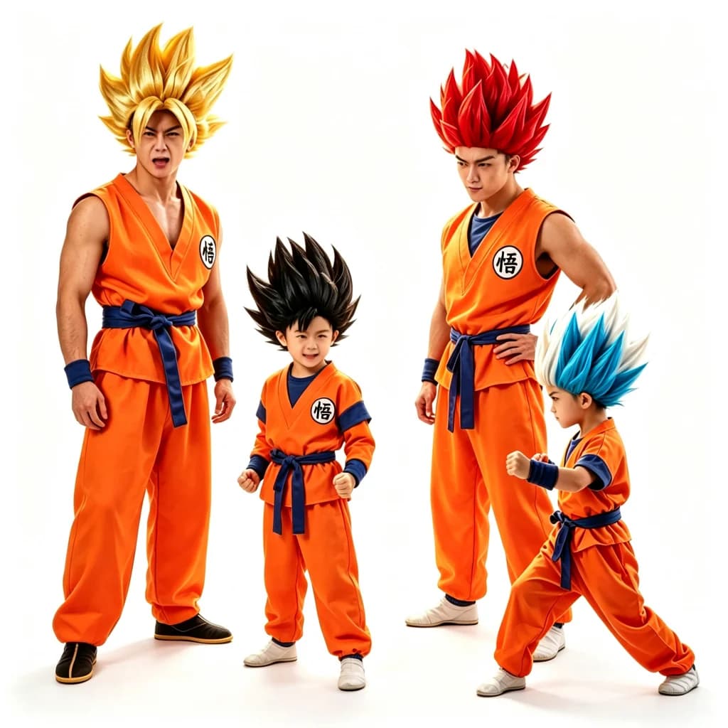 2026 Halloween Son Goku Cosplay Costume for Kids Boys Girls Bodysuit Outfit Adult Men Saiyan Training Clothes Krillin Wig Dress