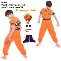 2026 Halloween Son Goku Cosplay Costume for Kids Boys Girls Bodysuit Outfit Adult Men Saiyan Training Clothes Krillin Wig Dress