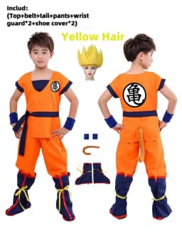 2026 Halloween Son Goku Cosplay Costume for Kids Boys Girls Bodysuit Outfit Adult Men Saiyan Training Clothes Krillin Wig Dress