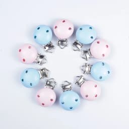10Pcs Wood Clips Round Shaped Dummy Holder Baby Pacifier Clips DIY Teething Pacifier Chain Accessories BPA Free