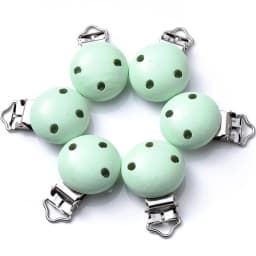10Pcs Wood Clips Round Shaped Dummy Holder Baby Pacifier Clips DIY Teething Pacifier Chain Accessories BPA Free