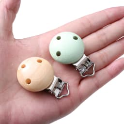 10Pcs Wood Clips Round Shaped Dummy Holder Baby Pacifier Clips DIY Teething Pacifier Chain Accessories BPA Free