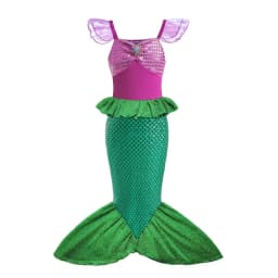 Mermaid Ariel Girls Dress Short Sleeve Tulle Cosplay Princess Costume Carnival Party Girl Princess Dress Party Dresses For Girls