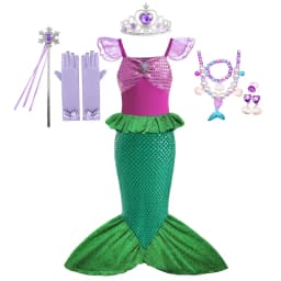 Mermaid Ariel Girls Dress Short Sleeve Tulle Cosplay Princess Costume Carnival Party Girl Princess Dress Party Dresses For Girls