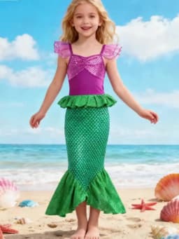 Mermaid Ariel Girls Dress Short Sleeve Tulle Cosplay Princess Costume Carnival Party Girl Princess Dress Party Dresses For Girls