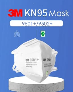50Pcs/bag 3M KN95 Face Mask 9501+/9502+ Original Adult Reusable Earloop Headband Approved Wide Soft Band Particles Filtering 95%
