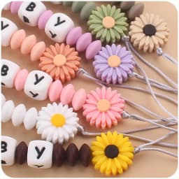 Baby Pacifiers Clips Personalized Name Flower Silicone Dummy Nipple Holder Clip Chain Teething Toy Pacifier Accessories BPA Free